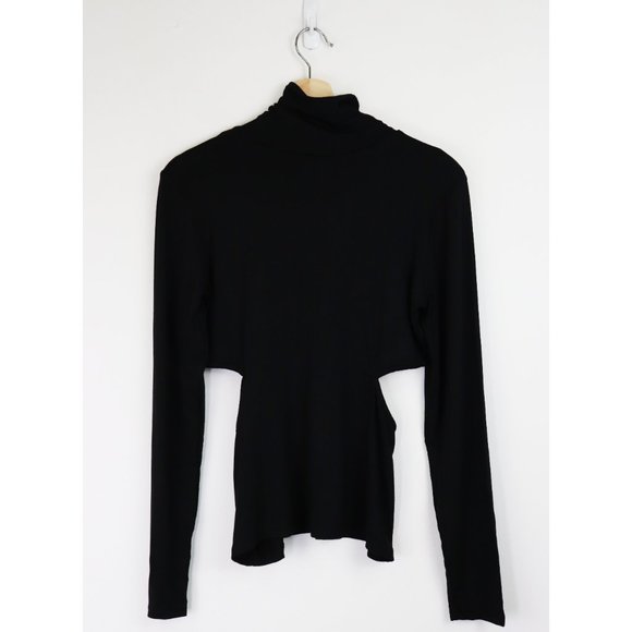 NWT Lovers + Friends Isana Turtleneck Cut Out Long Sleeve Top Black Large - Picture 7 of 9